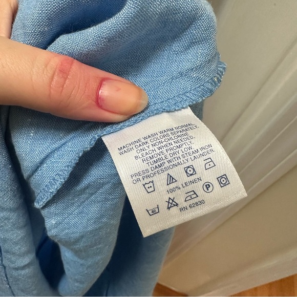 Lands end linen maxi dress Elegant Blue Sleeveless Dress 8 long - Picture 4 of 7